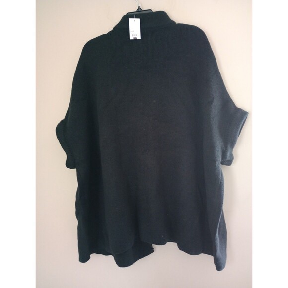 APT. 9 Black Riding Cape Closed Knit Neck Clasp and Buttons One Size Fits Most - Picture 2 of 10